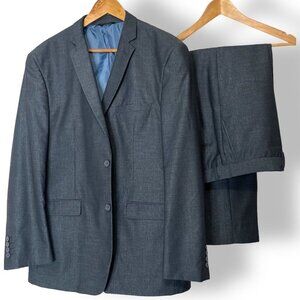 Eleganza by Giorgio Sanetti Suit 44R Jacket Pants 36R Dark Blue Sheen 2 Button